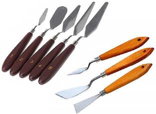 FRKB Combi Steel Painting Knife Set 8 Paint Wells Palettes