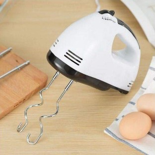 Renewed Storage Base Hand Mixer Electric White 300W,SURPEER Hand Beater 5 Speed Whisk Mixers Kitchen Hand Held,6 Attachments of 304 Stainless Steel-2 Wired Beaters,2 Whisks and 2 Dough Hooks. 