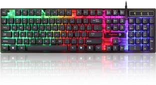 Enter USB wired keyboard Fighter with rainbow color LED,Ergonomic design with Led control Key Wired USB Gaming Keyboard