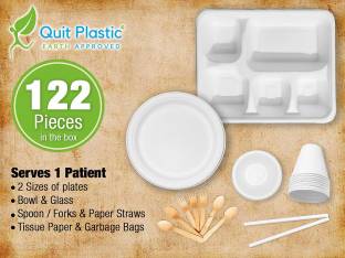 Quit Plastic QUIT PLASTIC HOSPITAL PACK Plate, Dish, Bowl, Glass, Spoon Serving Set