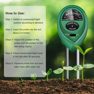 3 in 1 PH Tester Soil Water Moisture Light Test Meter for Garden Plant Flower Green 