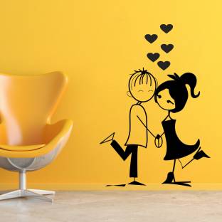 Creatick Studiuo 101 cm Romantic Cartoon Couple' Wall Sticker ( 101 cm X 69  cm ) Self Adhesive Sticker Price in India - Buy Creatick Studiuo 101 cm  Romantic Cartoon Couple' Wall