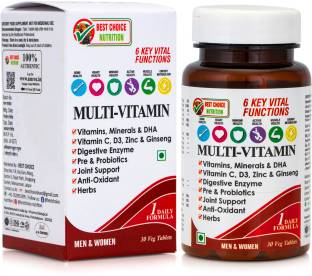 BEST CHOICE NUTRITION Multivitamin With Minerals, Herbs, Antioxidant, Enzymes, Ginseng, Pre & Probiotic