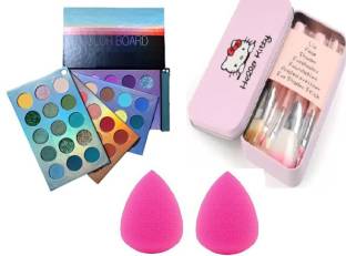 zizzyy COLOR BOARD 60 EYESHADOW PALETTE WITH HELLO KITTY 7 MAKEUP BRUSH AND 2 MULTICOLOR SPONGE BLENDER 60 ml