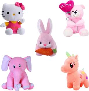 Bunny and kitty cuddly toy set