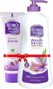 BOROPLUS Doodh Kesar Body Lotion 400 ml + Antiseptic Cream 120ml