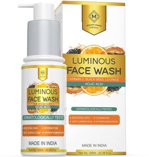 Mountainor Luminous , 2% Kojic Acid + Vitamin C, Blackseed, Licorice & Aloe Vera. Helps Dark Spot Reduction, Pigmentation, Brightening, Hydration & Radiant Skin. Non Oily For Women & Men(100ML). Face Wash