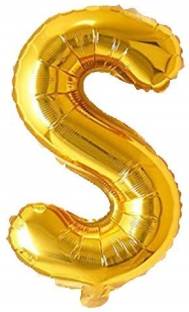 Fewzen Printed Gold Foil Letter Balloon Party Decoration (Alphabet S) Letter Balloon