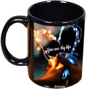 NAWEMA ((Black Color Print U Are My Life)) Ceramic Coffee Mug