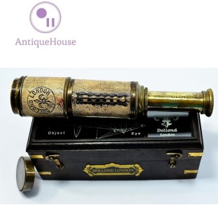 Vintage Brass Telescope Antique 20 Inch Hand Extending Naval Victorian Pirate Telescope with Beautiful Polished Hardwood Box 