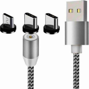 Jannyshop Magnetic 3 in 1 LED Charging Cable Light UP USB Charger Cable LED Flowing Micro USB/USB Type C Cable Multi Charging Cord 