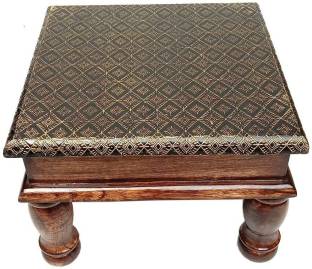 Indian Bajot Puja Chowki Table Low Table for Idol Mandir-Bajoth Premium 12x12''