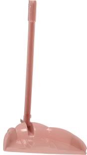 VVG TRADERS Broom & Dustpan Set, Upright Standing Dustpan & Super Long Handled Broom with Heavy Duty Bristles for Home Floor Sweeping (Beige White) Plastic Dustpan