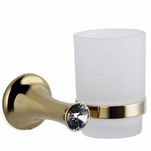 KYOTO KYOTO Diamond Crystal Look Golden Wall Mounted Tumbler Holder Gold Finish / Toothbrush Holder / Brush Holder / Bathroom Tooth Paste Stand for Bathroom, Kitchen & Wash Area Bathroom Accessories Gold Plated Toothbrush Holder