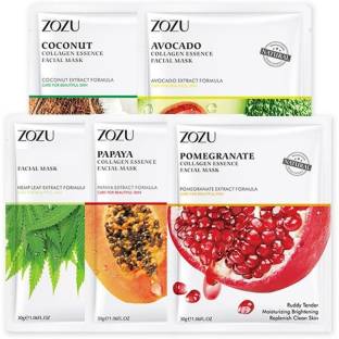 ZOZU unisex collagen instant glow face sheet mask for healthy and natural skin