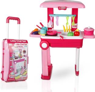 Miss & Chief Kitchen Set Trolly with Light and Music Toy for Kids