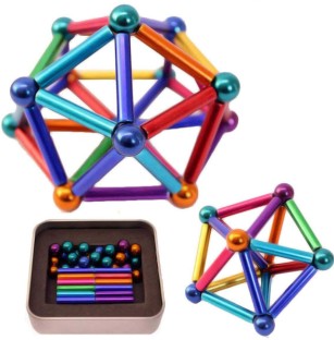103 Pcs Magnetic Balls and Rods Set DIY Assembly Magnetic Building Blocks Set Children STEM Educative 3D Stacking Magnet Toys 