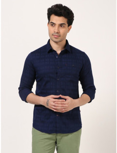 Altair Men Self Design Casual Dark Blue 