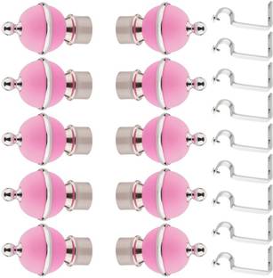LivesUp Pink Rod Rail Bracket, Curtain Knobs, Curtain Hooks Metal