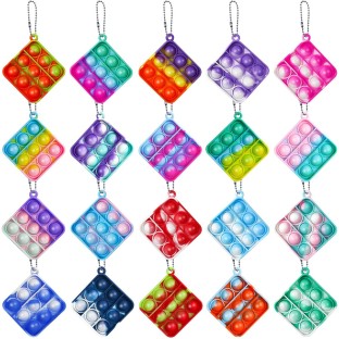 55 Pcs Mini Pop Push Its Keychain Fidget Toys Pack Keychain Bubble Pop Desk Toy Wrap Pop Stress Reliever Anti-Anxiety Party Favors for Kids Adults Pop Push It Silicone Rainbow Stress Relief Hand Toy 