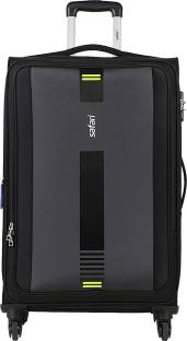SAFARI GAMMA Expandable Check-in Suitcase - 30 inch 4.3250 Ratings & 19 Reviews Body: Soft Body | Material: Polyester Weight: 4 kg, Capacity: 119, (L x B x D: 77 cm x 47 cm x 33 cm) Lock Type: Number Lock | No. of Wheels: 4 Domestic Warranty: 5 Year, International Warranty: 5 Year ₹2,549 ₹15,400 83% off Free delivery Lowest price since launch