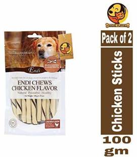FOODIE PUPPIES Natural Palatable Healthy Dual Color Milk and Chicken Flavor Chew Twists for Dog (100g) Chicken, Milk Dog Chew