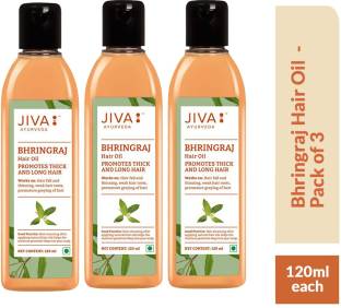 JIVA AYURVEDA Bhringraj Hair Oil - Ayurvedic Nourishing Formula For Hair  Growth Naturally - 120 ml Each - Pack of 3 Hair Oil - Price in India, Buy  JIVA AYURVEDA Bhringraj Hair