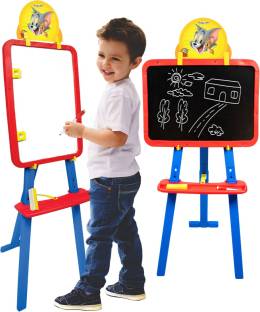 Miss & Chief Tom and Jerry Licensed 8 in 1 Easel Board with Magnetic Alphabets, Adjustable Stand
