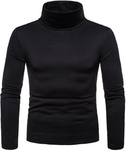 LIME Solid Men High Neck Black T-Shirt 