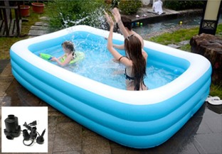 L Shipped from USA!!! Inflatable Swimming Pool PVC Rectangle Inflatable Water Park Play Pool for Kids Easy Set Water Pool Outdoor 
