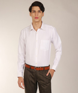 Raymond Men Solid Formal White Shirt 