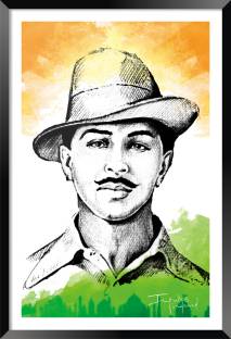 DBrush Sahid Bhagat Singh Photo Frame With Glass For Office Home Decorative  Gift item Black Synthetic wood (V2) Digital Reprint 18 inch x 12 inch  Painting Price in India - Buy DBrush