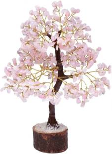 DHYANARSH Rose Quartz Tree made from 400 genuine rose quartz chips Decorative Showpiece  -  20 cm