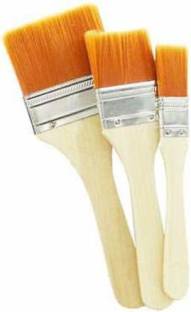 Kmils Artistic Flat Painting Brushes Set of 3 Professional Soft Nylon Hair Artist Acrylic Paint Brush for Acrylic / Watercolor / Oil Painting