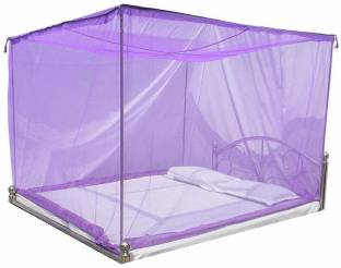 buyagain Cotton Adults Washable Mosquito NET for Double Bed Poly Cotton - Mosquito Net for Baby | Bedroom | Family | Queen, King Size Bed Mosquito net pro 7x7 ft purple Mosquito Net