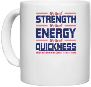 UDNAG White Ceramic Coffee / Tea 'Strength energy quickness | Donalt Trump' Perfect for Gifting [330ml] Ceramic Coffee Mug
