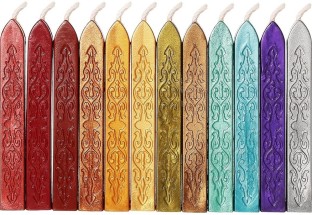 Yoption 5 Pcs Totem Fire Manuscript Sealing Seal Wax Sticks with Wicks Multi-Color Cord Wick Sealing Wax For Postage Letter Retro Vintage Wax Seal Stamp Amber Gold Wax Seal Sticks 