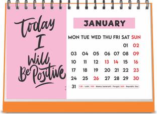 Escaper Today I Will Positive Designer Calendar 2022 Desk Motivational (A5 Size - 8.5 X 5.5 Inch - 12 Pages Month Wise) | Table Calendar 2022 2022 Table Calendar Price In India -