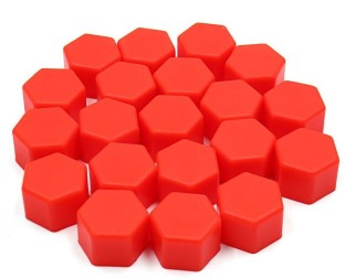 X AUTOHAUX 20pcs 21mm Universal Red Silicone Car Wheel Nut Lug Hub Screw Rim Bolt Covers Dust Protection Tyres Screw Caps 
