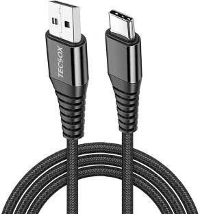 TecSox USB Type C Cable 1 m Coated TecWire Type C Double Braided Cloth 3.5Amp Fast Data & Charging USB Type-C Cable, 1 Mtr, Rugged Extra Tough & Tangle Free