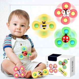 Osuner Suction Cup Spinner Toys Cute Cartoon Sensory Toy Press Bubble Rotating Top Toy Decompression Toy for Children Adults 