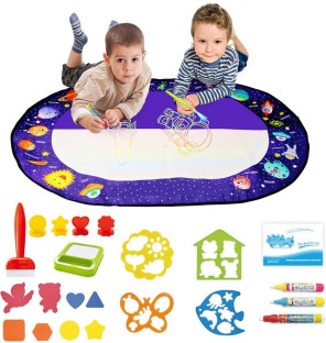 Large Water Drawing Mat Kids Magic Doodle Board Painting Writing Pad with 4 Magic Pen Educational Toy Gift for Toddlers Boys Girls Rainbow Colors D-FantiX Water Doodle Mat 