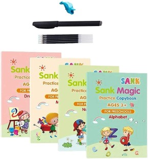 CHOKMAX Magic Practice Copybook for Kids English Calligraphy Reusable Handwriting Tracing Workbook Copy Writing Book Sets Hand Lettering for Beginners Age 3-6 