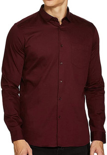 ZEE GOLD Men Solid Casual Maroon Shirt 