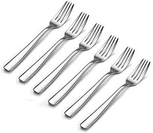 T-swan 6-Piece Dessert Forks Set Table Forks Flatware Stainless Steel Mirror Polishing 7-Inch Black 