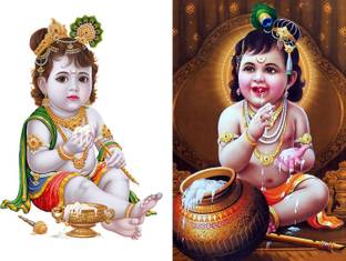 Set of 2 Baby Lord Krishna Wall Poster | HD Poster for room decor (12x18-Inch, 300GSM Thick Paper, Gloss Laminated) Photographic Paper - Religious posters in India - Buy art, film, design, Set of 2 Baby Lord Krishna Wall Poster | HD Poster for room decor (12x18-Inch, 300GSM Thick Paper, Gloss Laminated) Photographic Paper - Religious posters in India - Buy art, film, design,