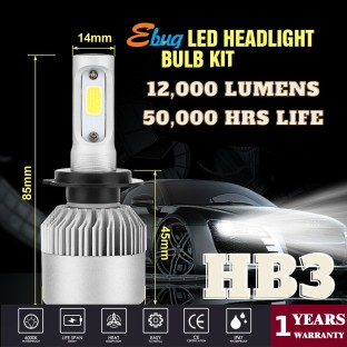HB3 HB4 12000LM 6000K Xenon White Halogen Fanless Plug and Play Conversion Kit Replacement Pack of 4 RENO 9005 9006 LED Headlight Bulbs 