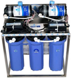 AquaDpure 25 LPH Commercial RO+UV Water Purifier Plant Double Purification Blue Stainless steel Full A...