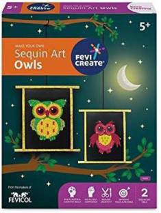 Pidilite Make Your Own Sequin Art Owl Learning Craft and DIY Kit for Kids 5 Year & Above