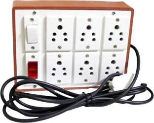 Ganpati Extension Board Heavy Duty Cable 8 Meter Wire with 6 Anchor Socket and 1 Anchor Switch and 1 Indicator with 3 Pin Plug Set of - 1 6  Socket Extension Boards